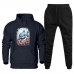 Conjunto Casaco de Moletom Plus Size Masculino Estampado Com Calça Moderna Caminhada Dia a Dia