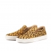 Slip On de Onça Couro Feminino Estampado Animal Print Calce Facil Palmilha Espumada Macia