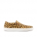 Slip On de Onça Couro Feminino Estampado Animal Print Calce Facil Palmilha Espumada Macia