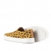 Slip On de Onça Couro Feminino Estampado Animal Print Calce Facil Palmilha Espumada Macia