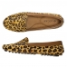 Mocassim Drive Couro Feminino Animal Print Estampa de Onça Solado Borracha Gel Macio