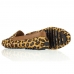 Mocassim Drive Couro Feminino Animal Print Estampa de Onça Solado Borracha Gel Macio