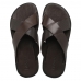 Chinelo Masculino Couro Tiras Cruzadas Solado Resistente Seguro Palmilha EVA Macia