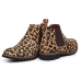 Botina Chelsea Feminina Couro Estampa de Onça Animal Print Solado Borracha Palmilha Gel Macia
