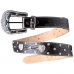 Cinto Couro Country Feminino Fivela Preta de Strass Brilho Rainha do Rodeio Bordado