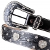 Cinto Couro Country Feminino Fivela Preta de Strass Brilho Rainha do Rodeio Bordado