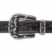 Cinto Couro Country Feminino Fivela Preta de Strass Brilho Rainha do Rodeio Bordado