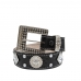 Cinto Feminino Couro Fivela Quadrada Strass Brilho Trabalhada Com Pedraria Estilo Country