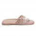 Rasteira Papete Bico Quadrado Tiras Finas de Strass Feminina Basica Flat Brilho