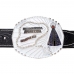 Cinto Couro Feminino Fivela Redonda Terço Nossa Senhora de Aparecida Detalhes Strass Brilho