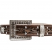 Cinto Feminino Couro Cowgirl Barretao Detalhe Coração Strass Fivela Quadrada Prata Top