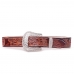 Cinto Country de Couro Feminino Boiadeira Detalhe Cruz Fivela Strass Redonda Prata Estiloso Rodeio