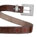 Cinto Feminino Couro Trabalhado Resistente Fechamento Fivela Aplicaçao Strass Brilho Cruz