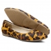 Sapatilha Estampa Animal Print Couro Feminina Casual Estilosa Solado Borracha Bico Fino