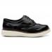 Sapato Oxford Feminino Verniz Com Cadarço Casual Salto Baixo Palmilha EVA