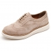 Sapato Oxford Feminino Camurça Com Cadarço Casual Salto Baixo Palmilha EVA