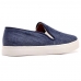 Slip On Tenis Slipper Couro Feminino Jeans Moderno Sola Borracha Palmilha Conforto