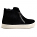 Tenis Bota Casual Feminino Couro Veludo Cano Medio Ziper Palmilha Conforto Academia Trabalho