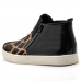 Tenis Bota Casual Feminino Couro Cano Medio Ziper Estampa Girafa Palmilha Conforto Academia