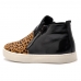 Tenis Bota Casual Feminino Couro Cano Medio Ziper Estampado Palmilha Conforto Academia