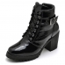 Bota Coturno Couro Feminina Ziper Salto Medio Cano Curto Palmilha Conforto Macia