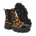 Bota Chelsea Tratorada Feminina Couro Animal Print Onça Plataforma Confortavel Dia a Dia