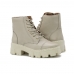 Bota Coturno Militar de Couro Feminina Plataforma Cano Medio Cadarço Palmilha Conforto Macia