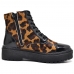 Bota Coturno Animal Print Blogueira Plataforma Couro Feminina Estilosa Solado Borracha Resistente