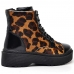 Bota Coturno Animal Print Blogueira Plataforma Couro Feminina Estilosa Solado Borracha Resistente
